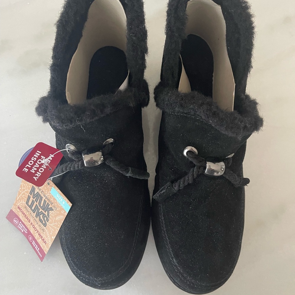 Muk Luks Black Fur-Lined Shoes